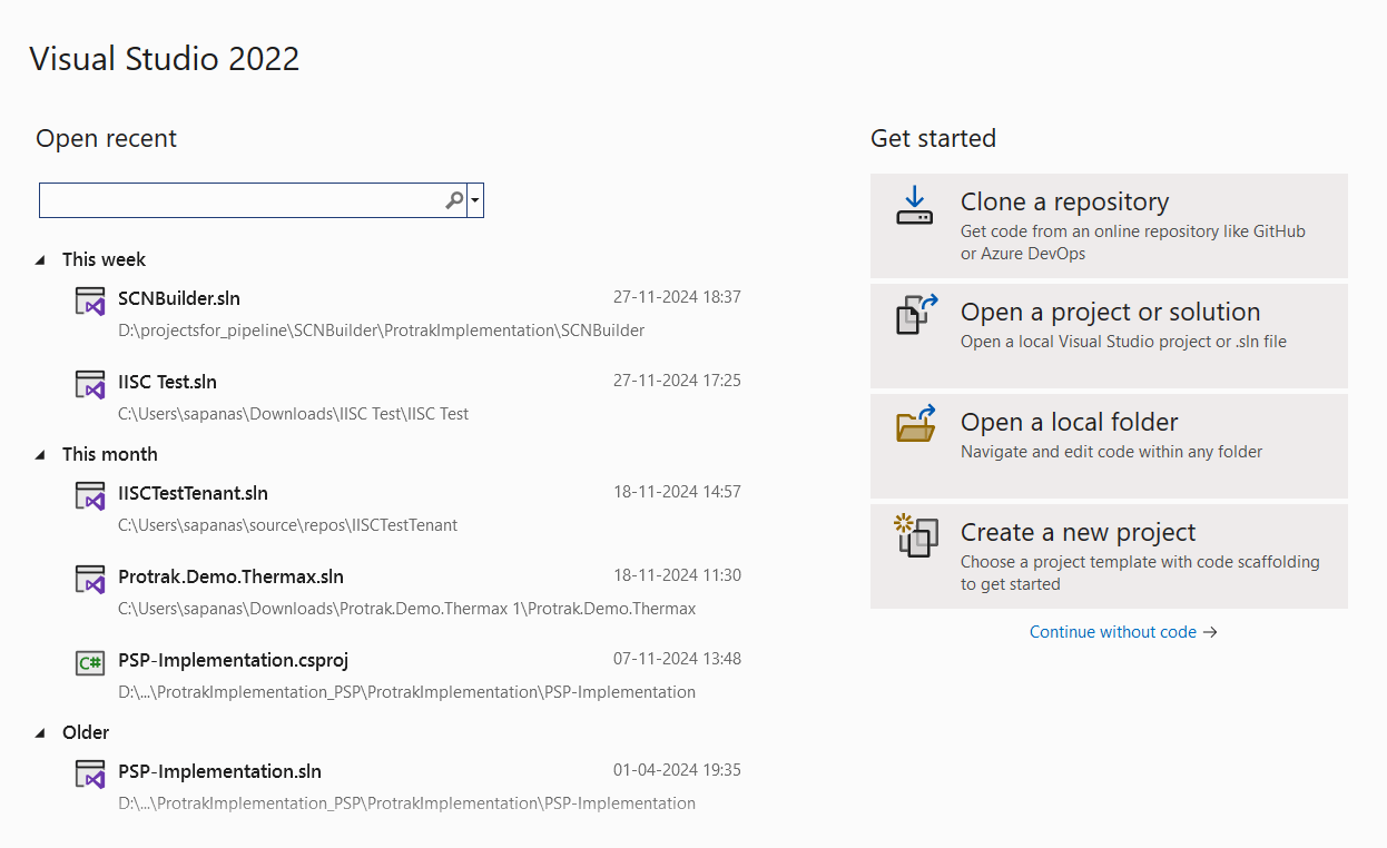 new poject in vs studio
