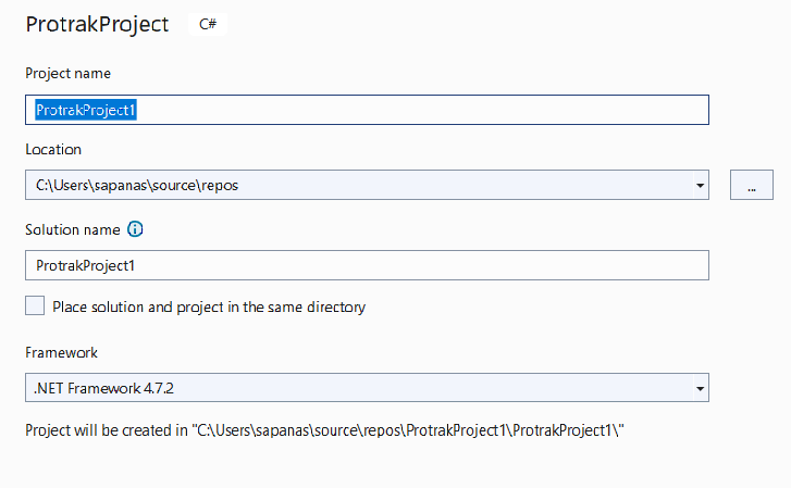 new poject in vs studio