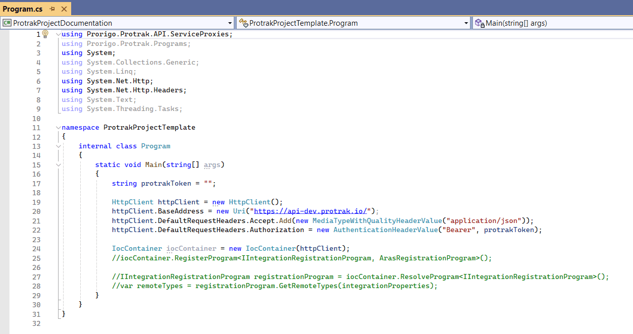new poject in vs studio