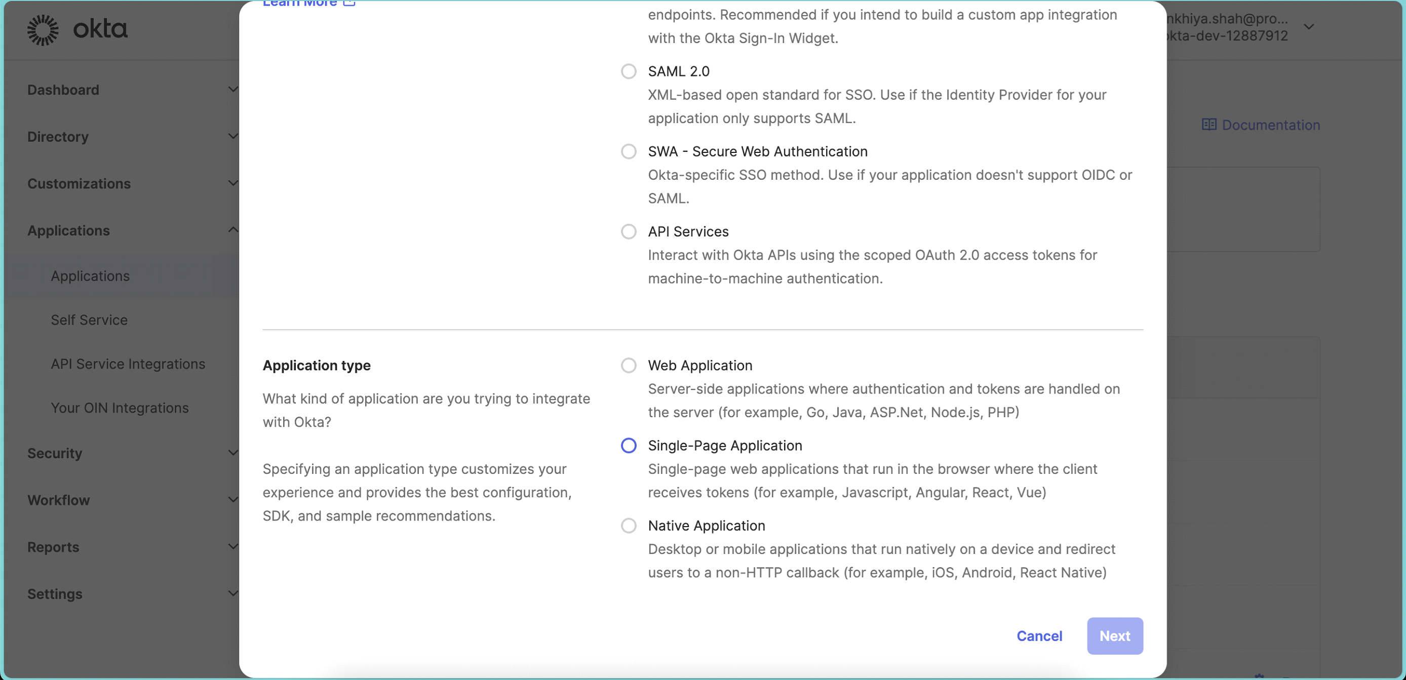 okta image of Application